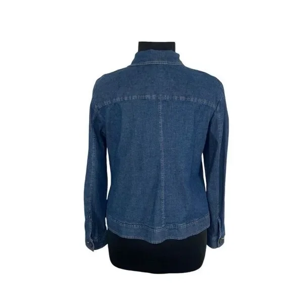 Cherokee XXL 1X Medium Wash Denim Button Down Top Y2K Big Shirt Pockets Western - Picture 5 of 10